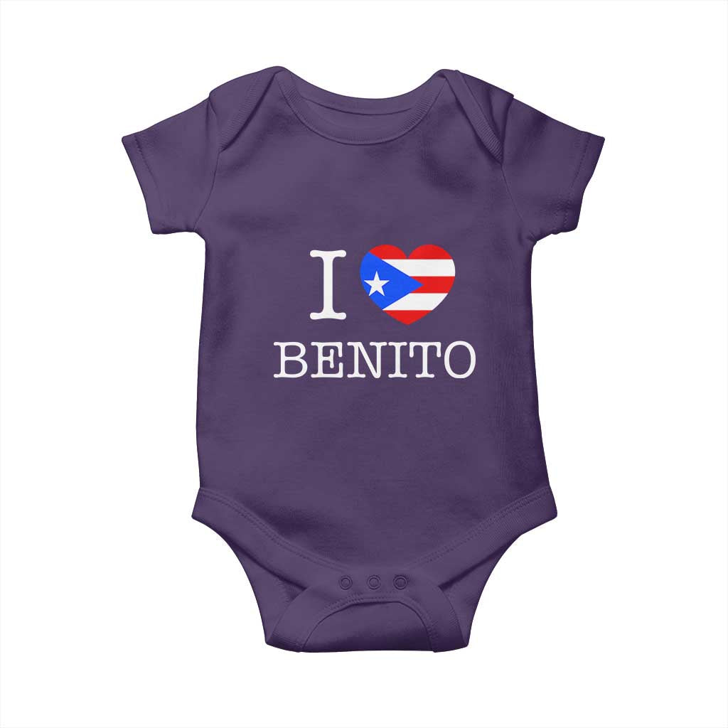 I Love Benito Puerto Rico Flag Heart Baby Onesie Boricua Music Fan Game Day Everyday