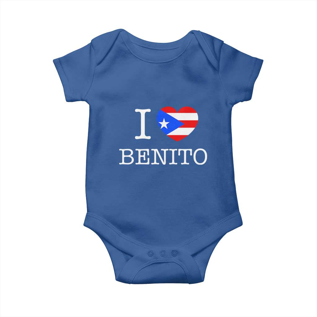 I Love Benito Puerto Rico Flag Heart Baby Onesie Boricua Music Fan Game Day Everyday