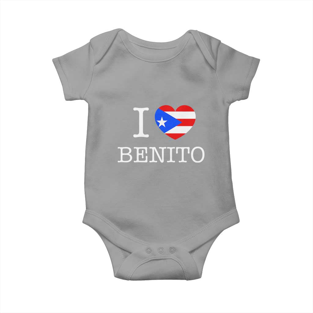 I Love Benito Puerto Rico Flag Heart Baby Onesie Boricua Music Fan Game Day Everyday