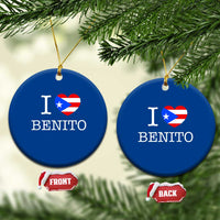 I Love Benito Puerto Rico Flag Heart Ceramic Ornament Boricua Music Fan Game Day Everyday