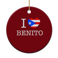I Love Benito Puerto Rico Flag Heart Ceramic Ornament Boricua Music Fan Game Day Everyday