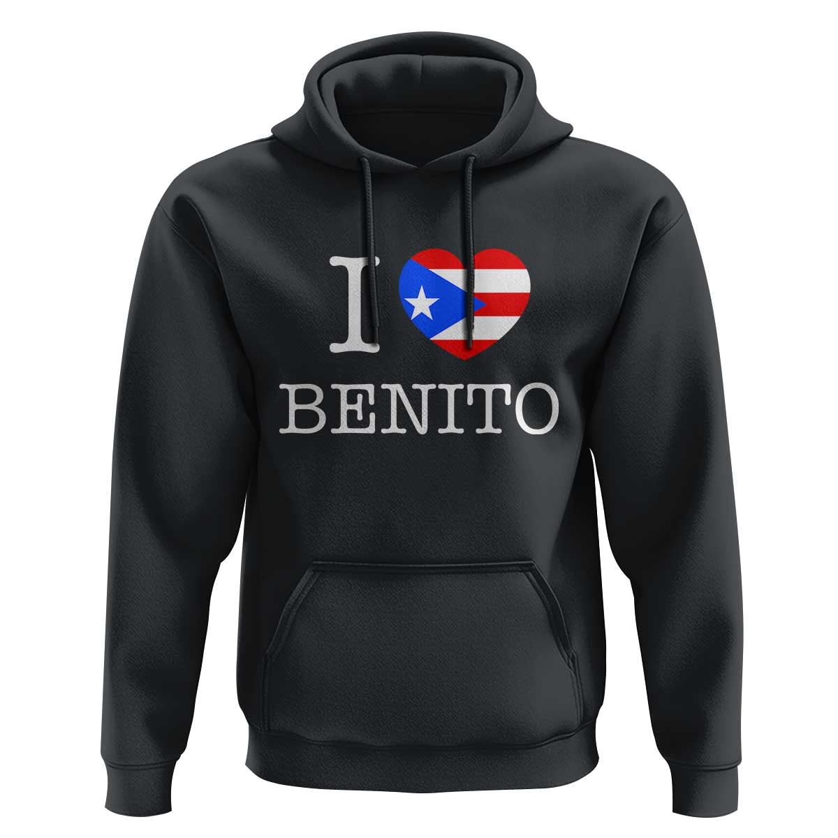 I Love Benito Puerto Rico Flag Heart Hoodie Boricua Music Fan Game Day Everyday