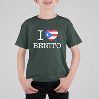 I Love Benito Puerto Rico Flag Heart T Shirt For Kid Boricua Music Fan Game Day Everyday