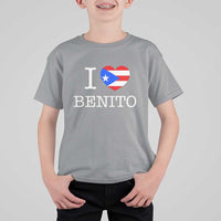I Love Benito Puerto Rico Flag Heart T Shirt For Kid Boricua Music Fan Game Day Everyday