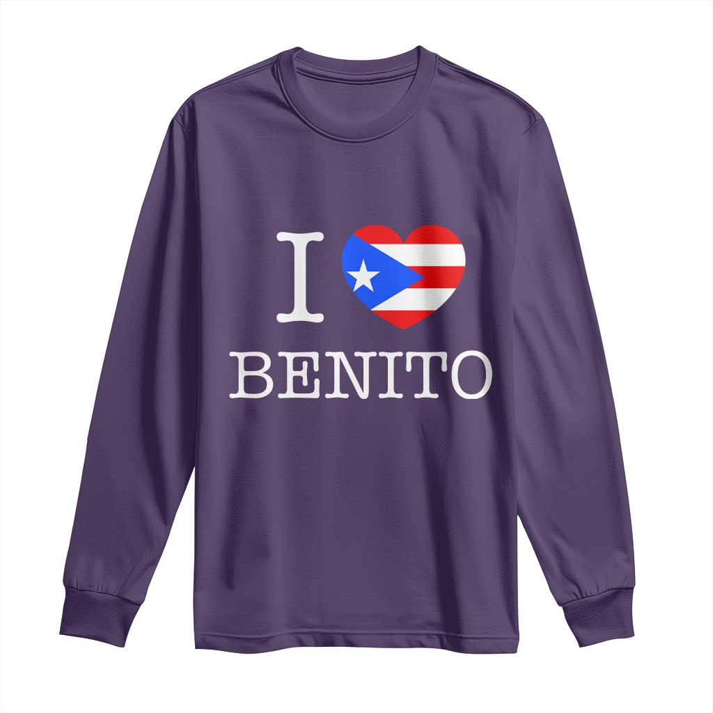 I Love Benito Puerto Rico Flag Heart Long Sleeve Shirt Boricua Music Fan Game Day Everyday
