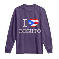 I Love Benito Puerto Rico Flag Heart Long Sleeve Shirt Boricua Music Fan Game Day Everyday