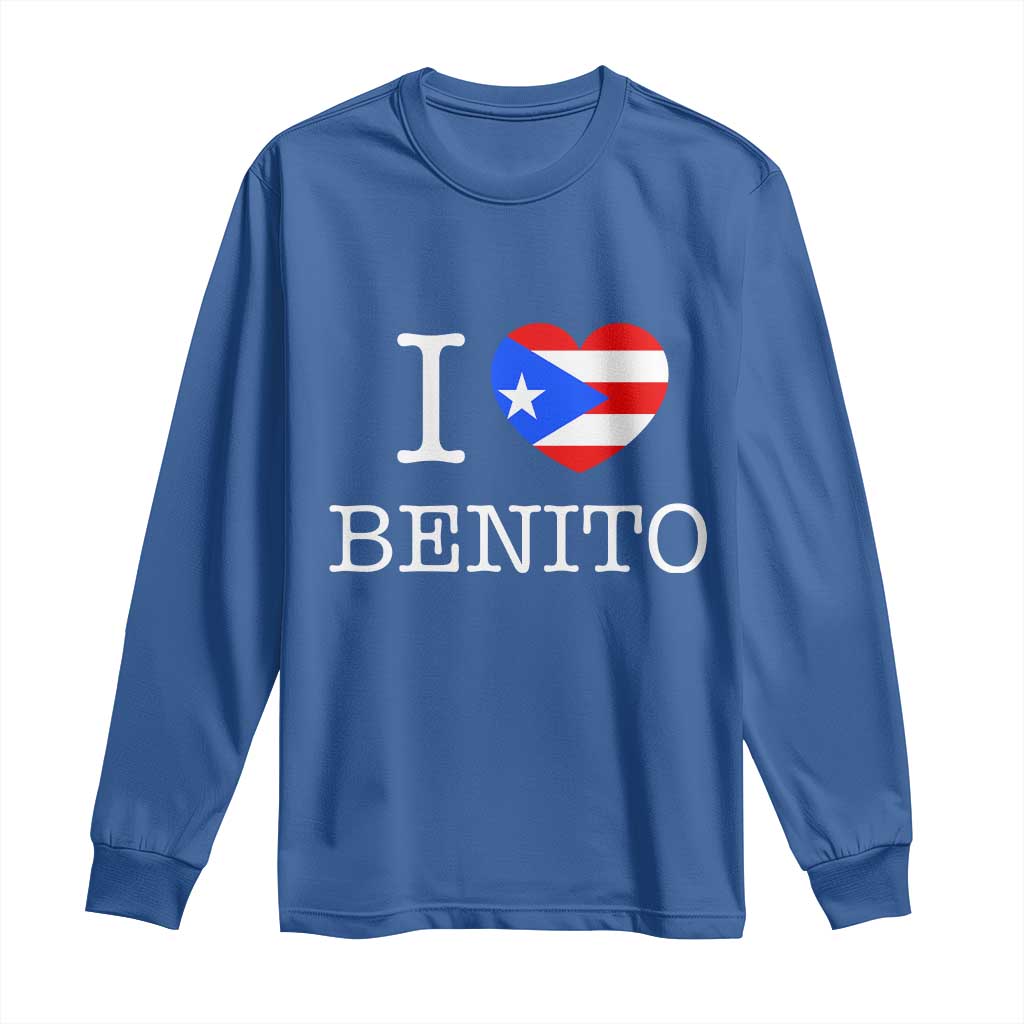I Love Benito Puerto Rico Flag Heart Long Sleeve Shirt Boricua Music Fan Game Day Everyday