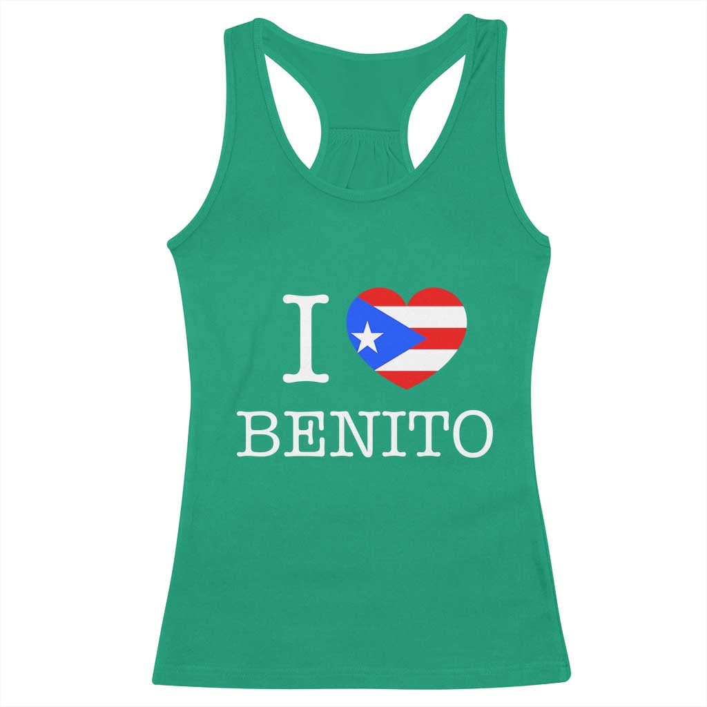 I Love Benito Puerto Rico Flag Heart Racerback Tank Top Boricua Music Fan Game Day Everyday