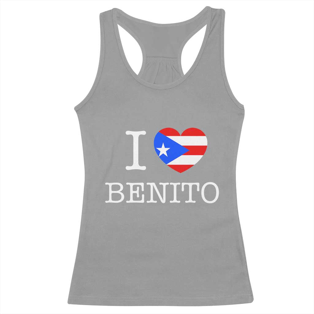 I Love Benito Puerto Rico Flag Heart Racerback Tank Top Boricua Music Fan Game Day Everyday