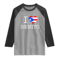 I Love Benito Puerto Rico Flag Heart Raglan Shirt Boricua Music Fan Game Day Everyday