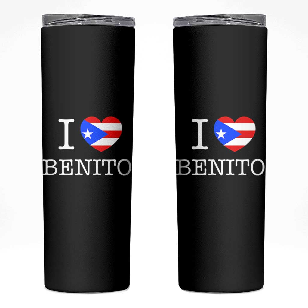 I Love Benito Puerto Rico Flag Heart Skinny Tumbler Boricua Music Fan Game Day Everyday