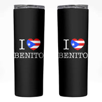 I Love Benito Puerto Rico Flag Heart Skinny Tumbler Boricua Music Fan Game Day Everyday