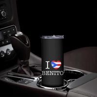 I Love Benito Puerto Rico Flag Heart Skinny Tumbler Boricua Music Fan Game Day Everyday
