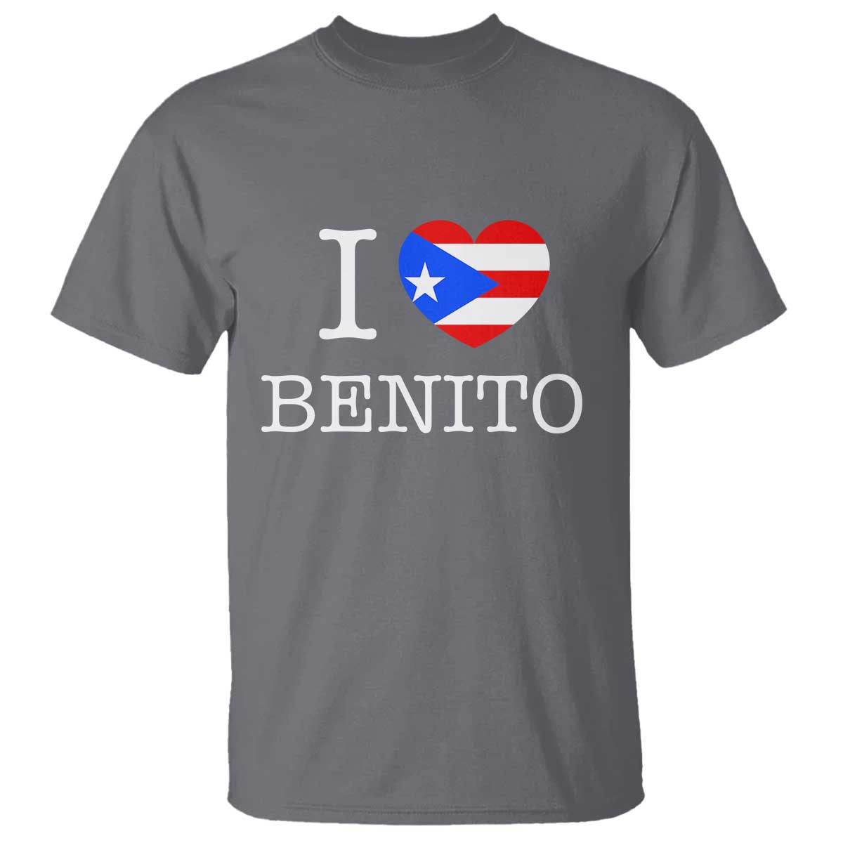 I Love Benito Puerto Rico Flag Heart T Shirt Boricua Music Fan Game Day Everyday
