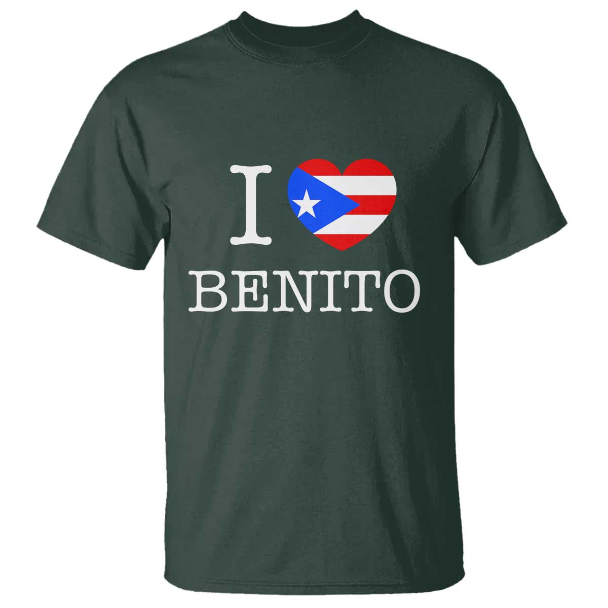 I Love Benito Puerto Rico Flag Heart T Shirt Boricua Music Fan Game Day Everyday