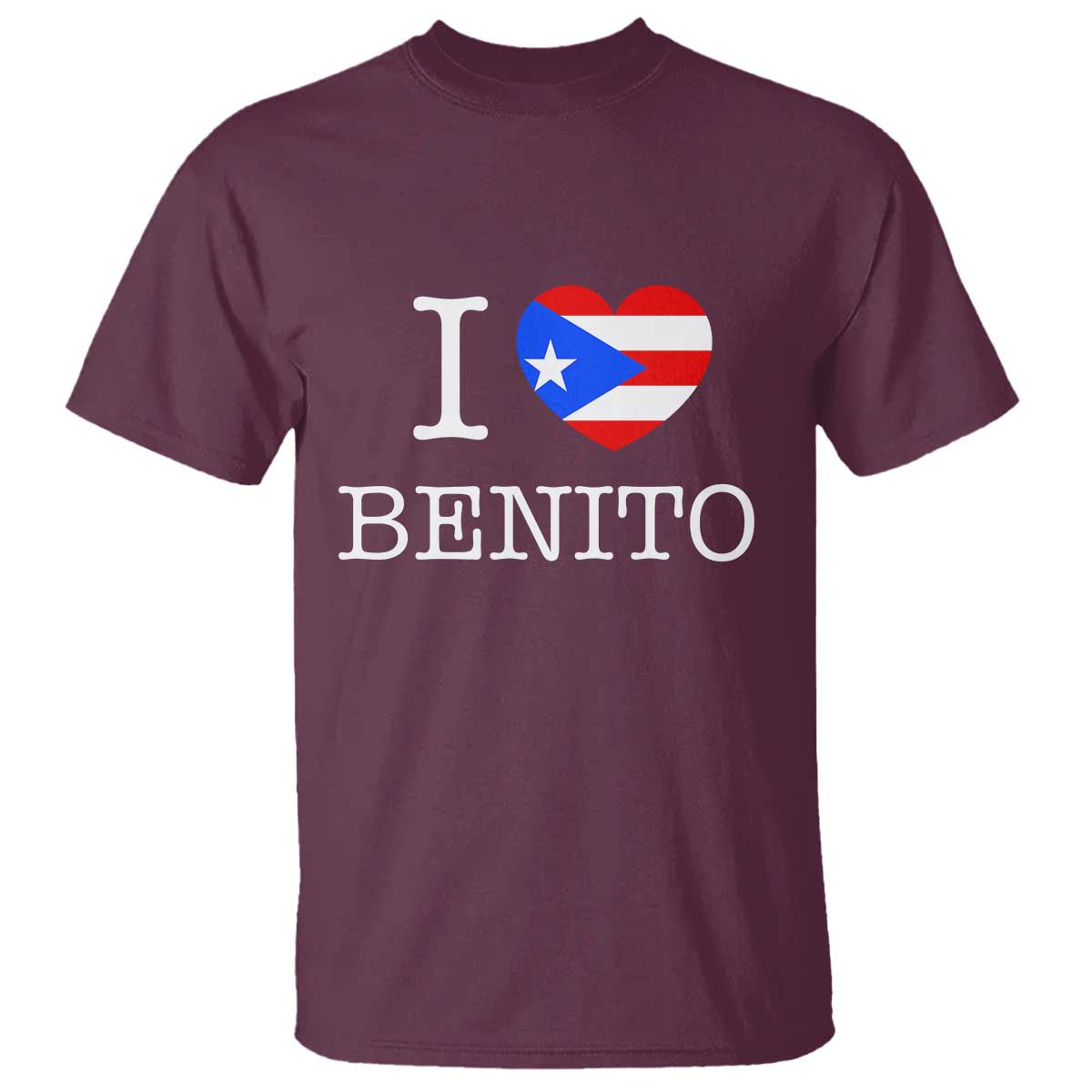 I Love Benito Puerto Rico Flag Heart T Shirt Boricua Music Fan Game Day Everyday