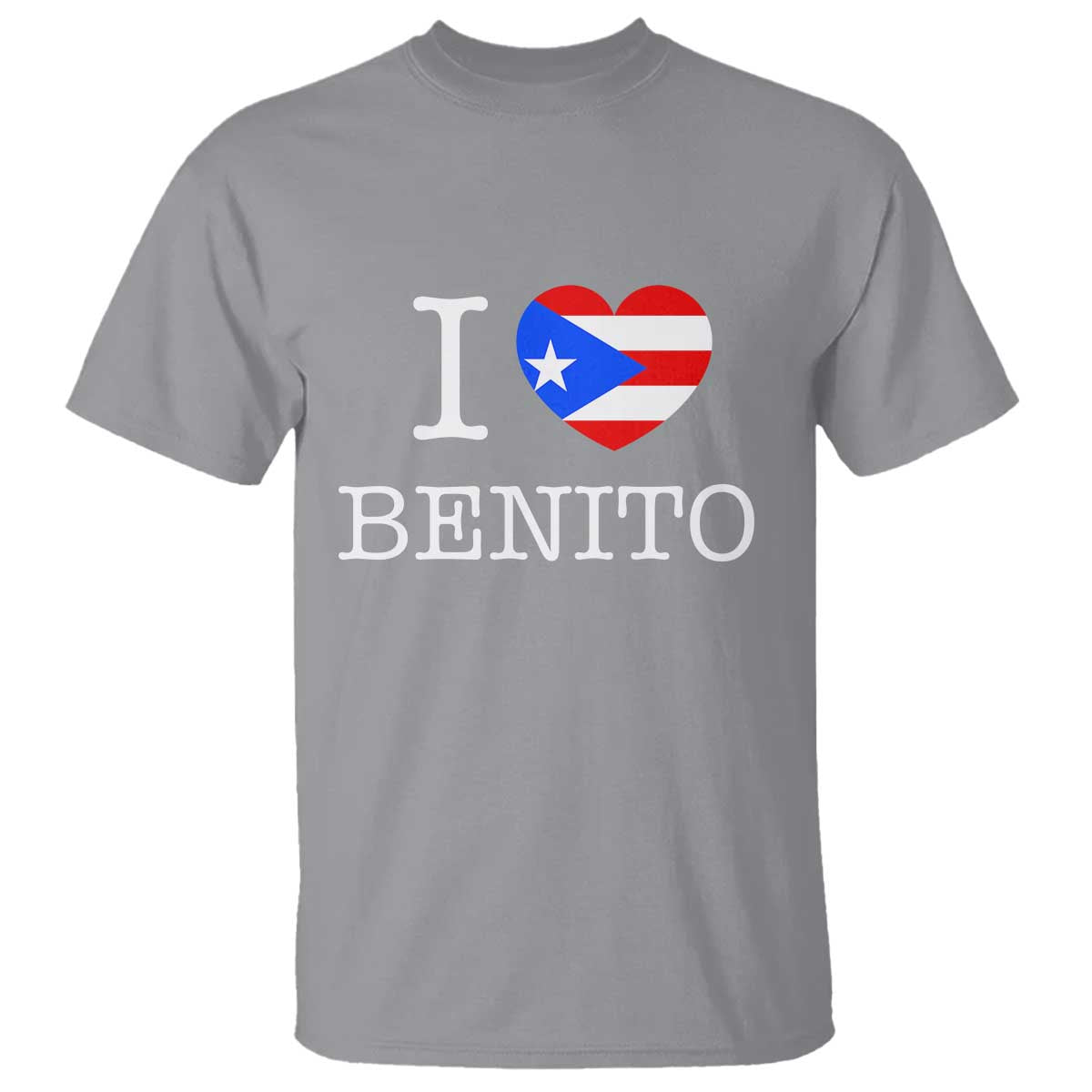 I Love Benito Puerto Rico Flag Heart T Shirt Boricua Music Fan Game Day Everyday