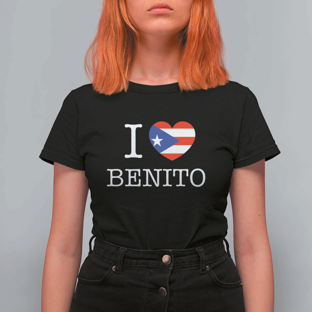 I Love Benito Puerto Rico Flag Heart T Shirt For Women Boricua Music Fan Game Day Everyday