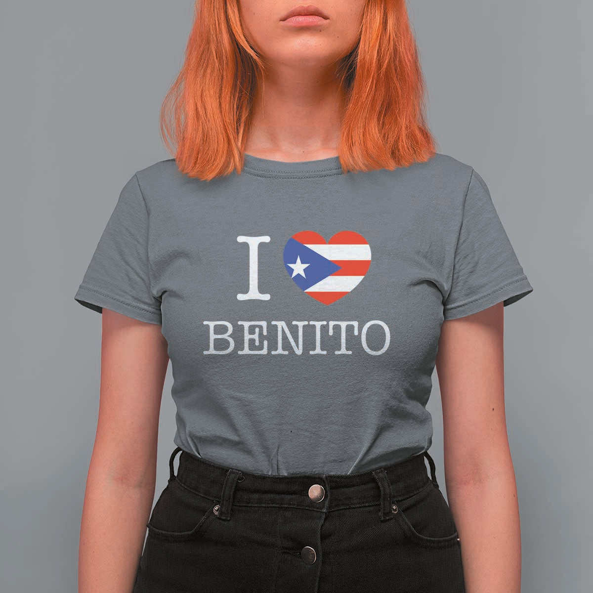I Love Benito Puerto Rico Flag Heart T Shirt For Women Boricua Music Fan Game Day Everyday