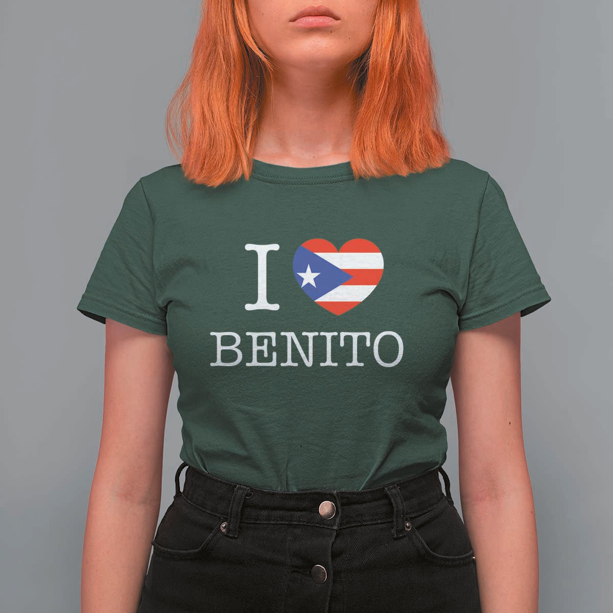 I Love Benito Puerto Rico Flag Heart T Shirt For Women Boricua Music Fan Game Day Everyday