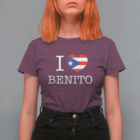 I Love Benito Puerto Rico Flag Heart T Shirt For Women Boricua Music Fan Game Day Everyday