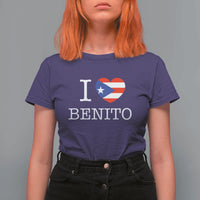 I Love Benito Puerto Rico Flag Heart T Shirt For Women Boricua Music Fan Game Day Everyday