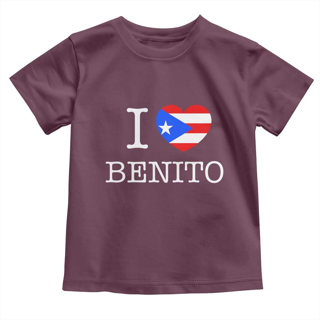 I Love Benito Puerto Rico Flag Heart Toddler T Shirt Boricua Music Fan Game Day Everyday