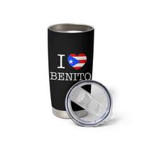I Love Benito Puerto Rico Flag Heart Tumbler Cup Boricua Music Fan Game Day Everyday