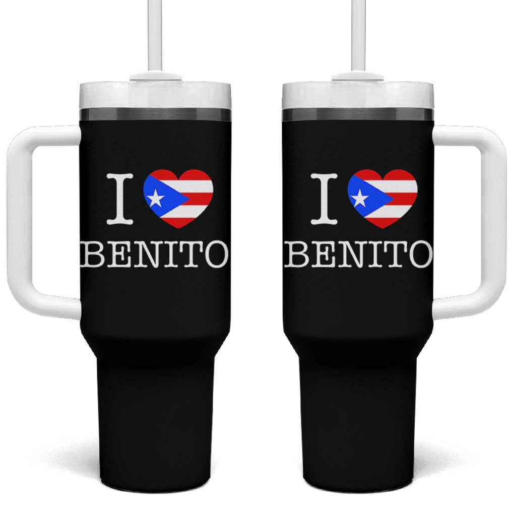 I Love Benito Puerto Rico Flag Heart Tumbler With Handle Boricua Music Fan Game Day Everyday