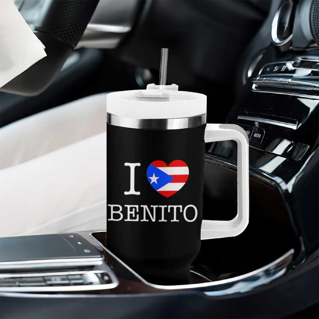 I Love Benito Puerto Rico Flag Heart Tumbler With Handle Boricua Music Fan Game Day Everyday