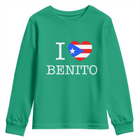 I Love Benito Puerto Rico Flag Heart Youth Sweatshirt Boricua Music Fan Game Day Everyday