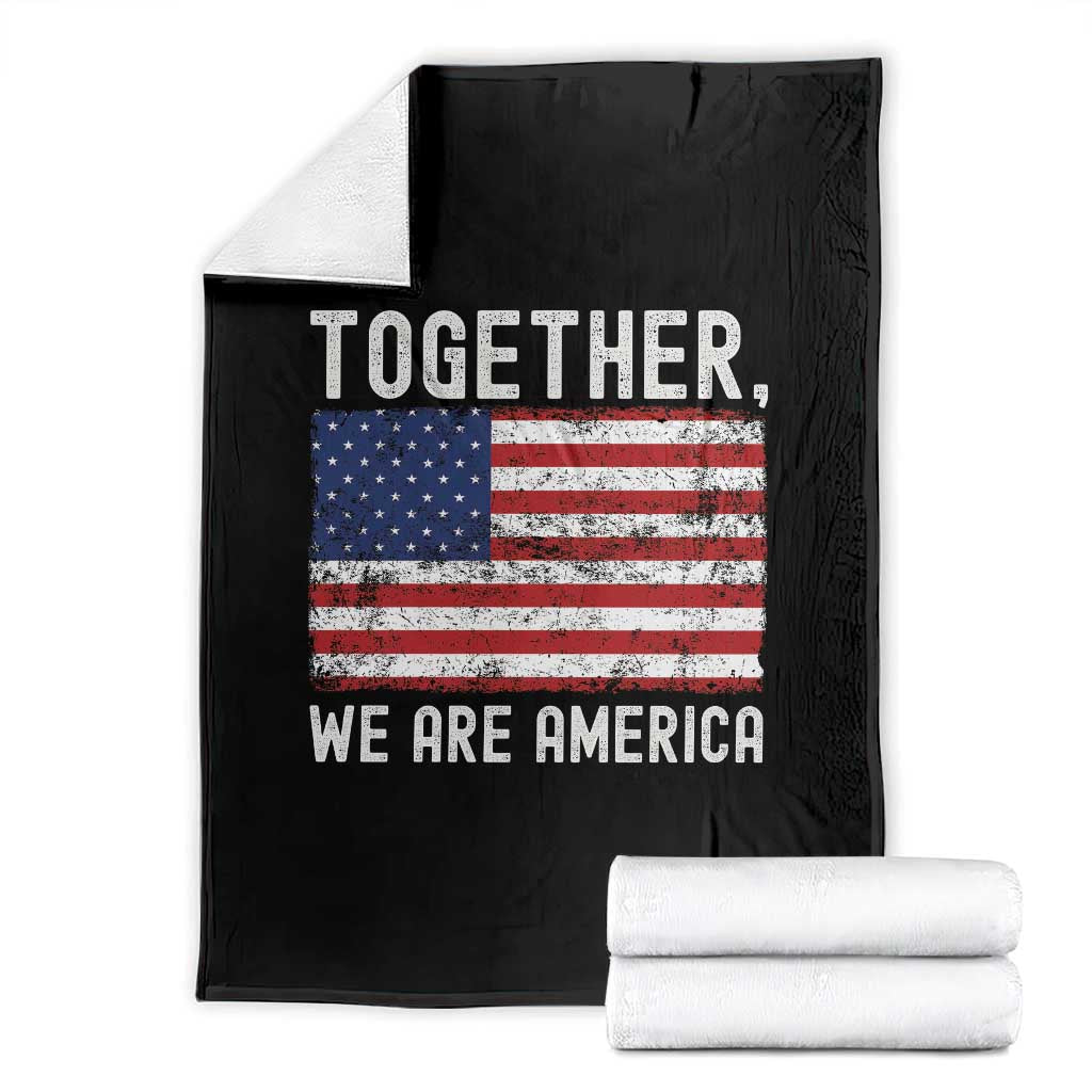 Together We Are America Vintage Football Throw Blanket Classic Patriotic Sports Bunny Inspirational Quote