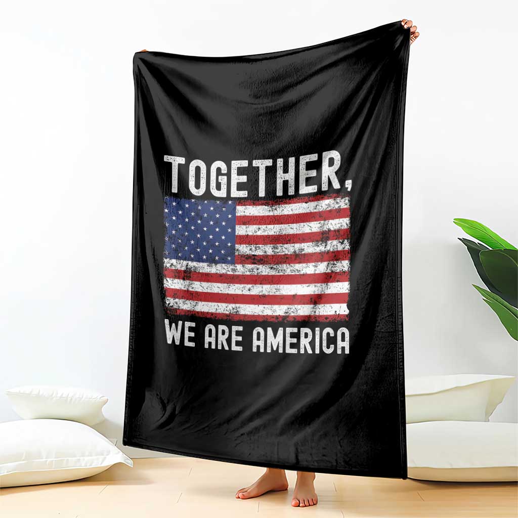 Together We Are America Vintage Football Throw Blanket Classic Patriotic Sports Bunny Inspirational Quote