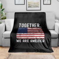Together We Are America Vintage Football Throw Blanket Classic Patriotic Sports Bunny Inspirational Quote
