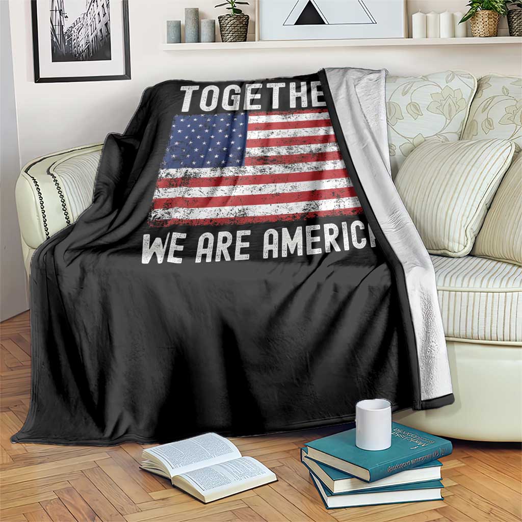 Together We Are America Vintage Football Throw Blanket Classic Patriotic Sports Bunny Inspirational Quote