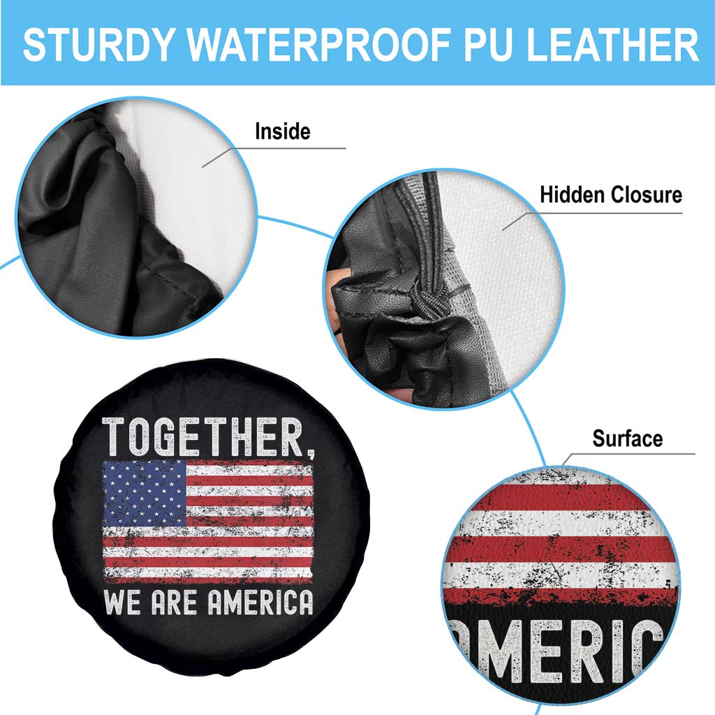 Together We Are America Vintage Football Spare Tire Cover Classic Patriotic Sports Bunny Inspirational Quote