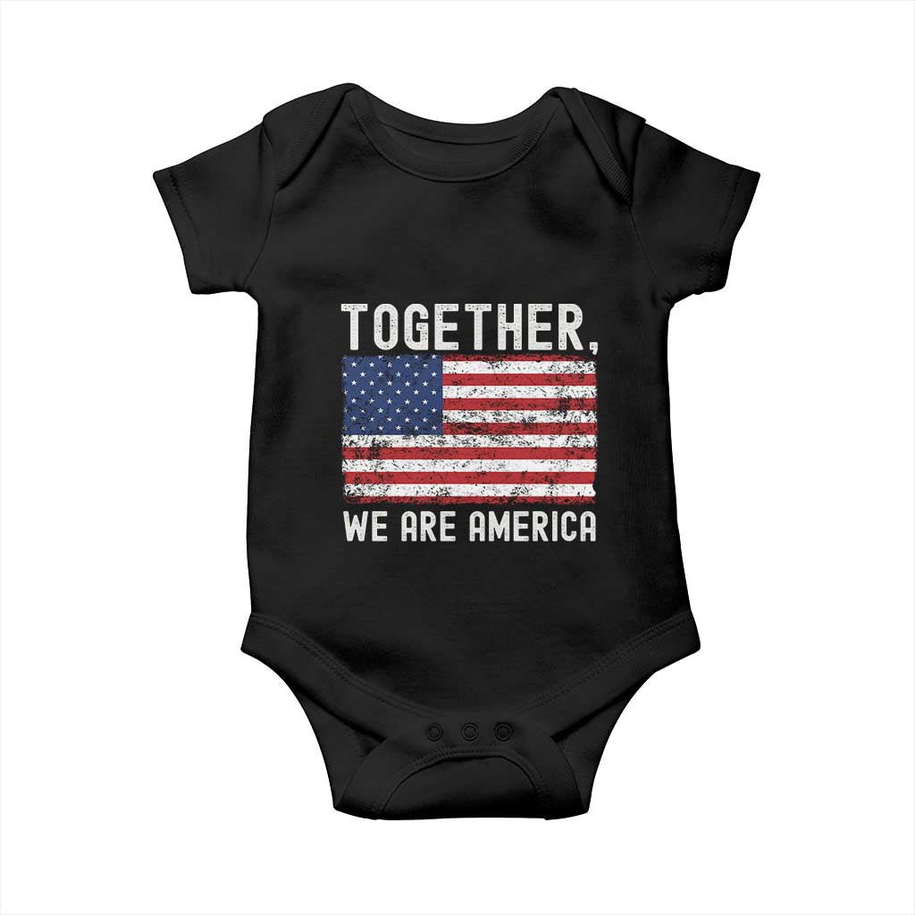 Together We Are America Vintage Football Baby Onesie Classic Patriotic Sports Bunny Inspirational Quote
