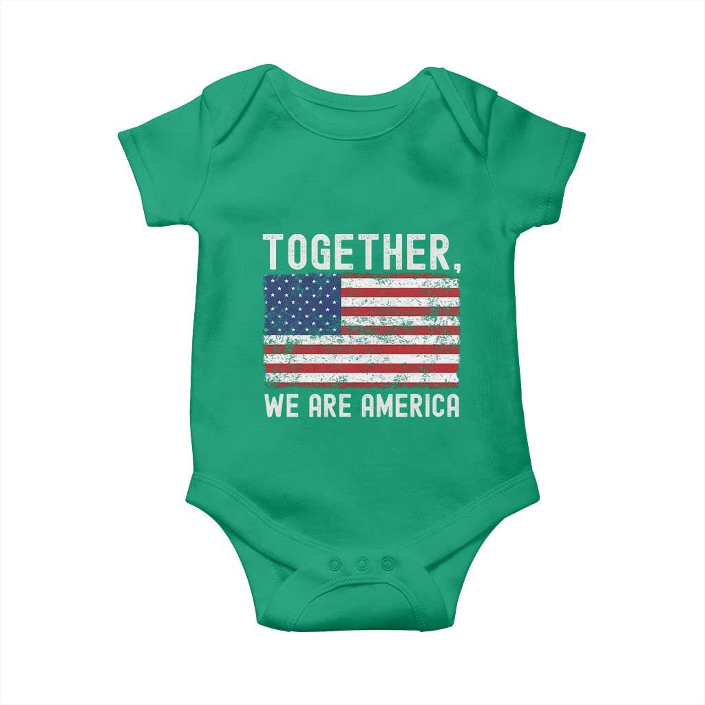 Together We Are America Vintage Football Baby Onesie Classic Patriotic Sports Bunny Inspirational Quote