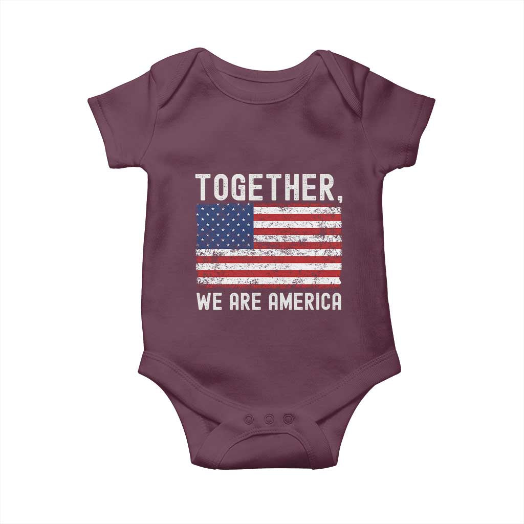 Together We Are America Vintage Football Baby Onesie Classic Patriotic Sports Bunny Inspirational Quote
