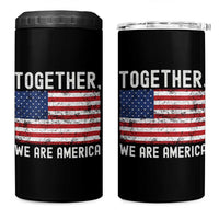 Together We Are America Vintage Football 4 in 1 Can Cooler Tumbler Classic Patriotic Sports Bunny Inspirational Quote