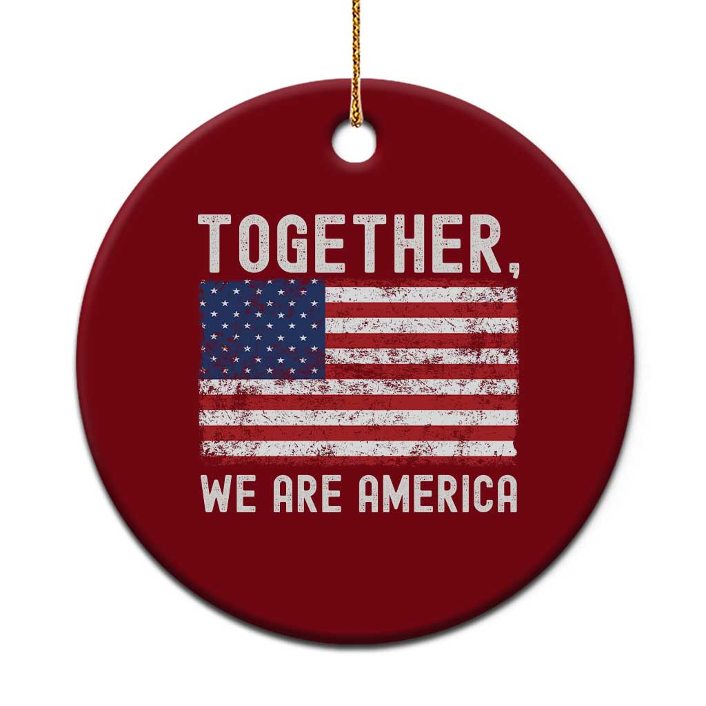 Together We Are America Vintage Football Ceramic Ornament Classic Patriotic Sports Bunny Inspirational Quote
