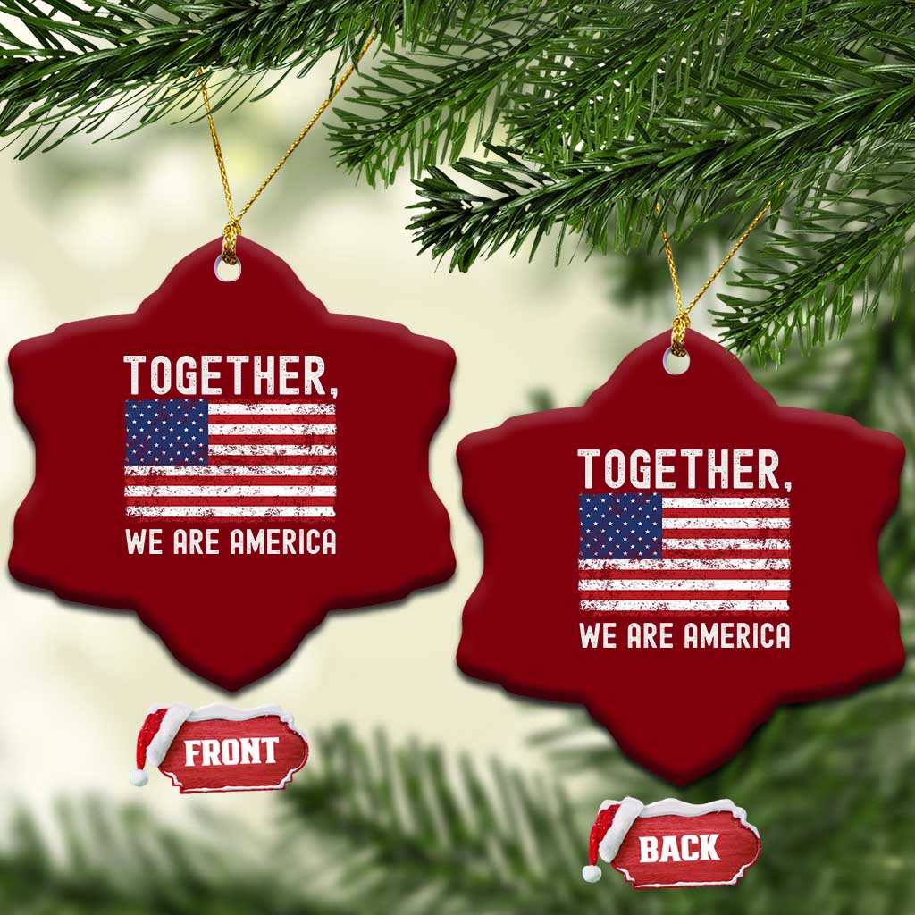 Together We Are America Vintage Football Ceramic Ornament Classic Patriotic Sports Bunny Inspirational Quote
