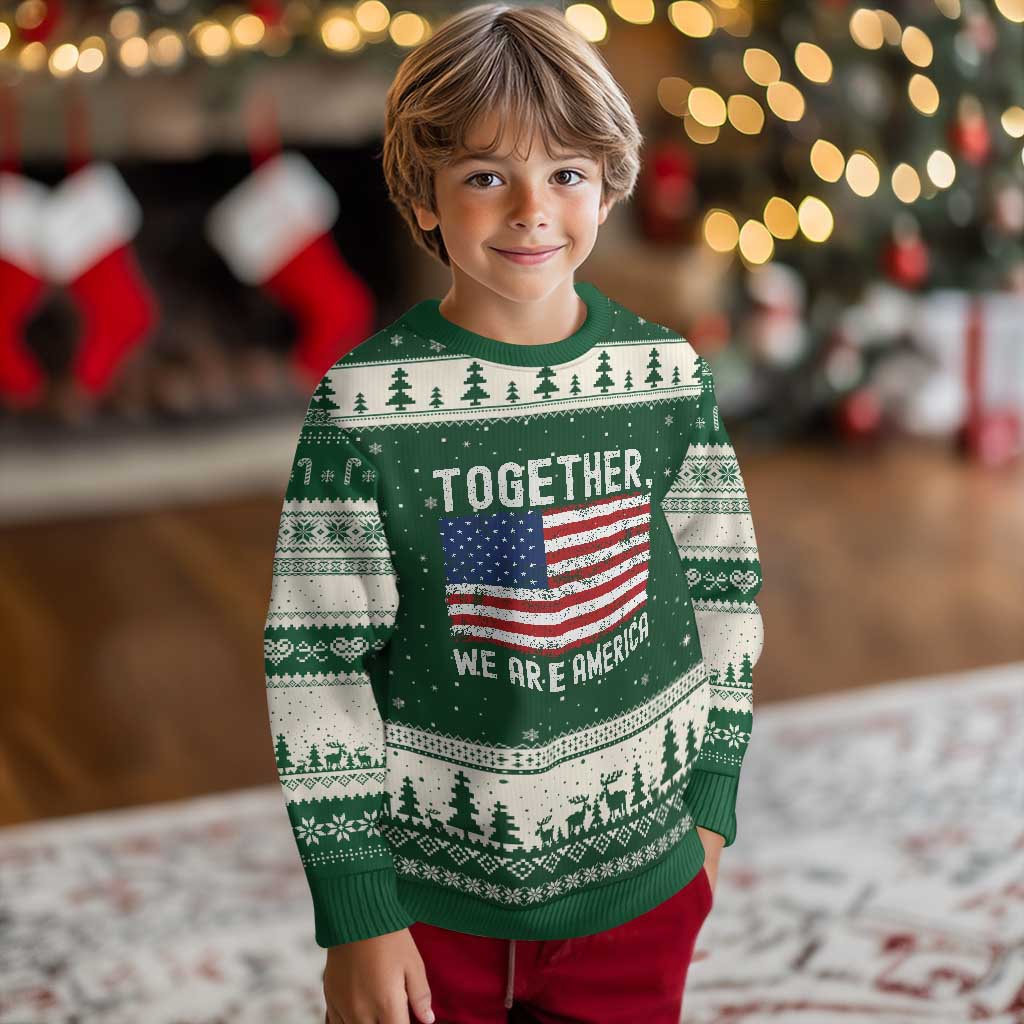 Together We Are America Vintage Football Ugly Christmas Sweater Classic Patriotic Sports Bunny Inspirational Quote