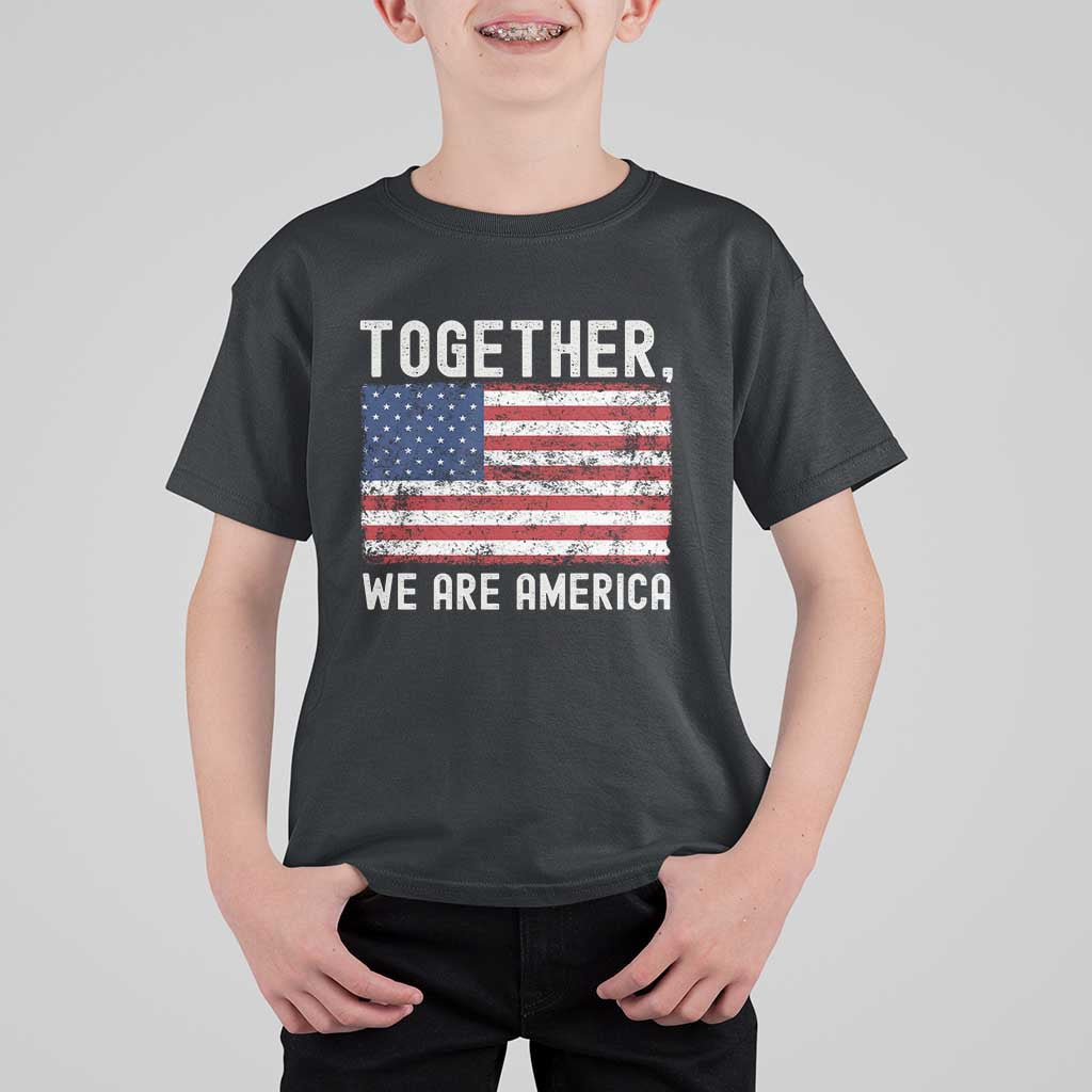 Together We Are America Vintage Football T Shirt For Kid Classic Patriotic Sports Bunny Inspirational Quote