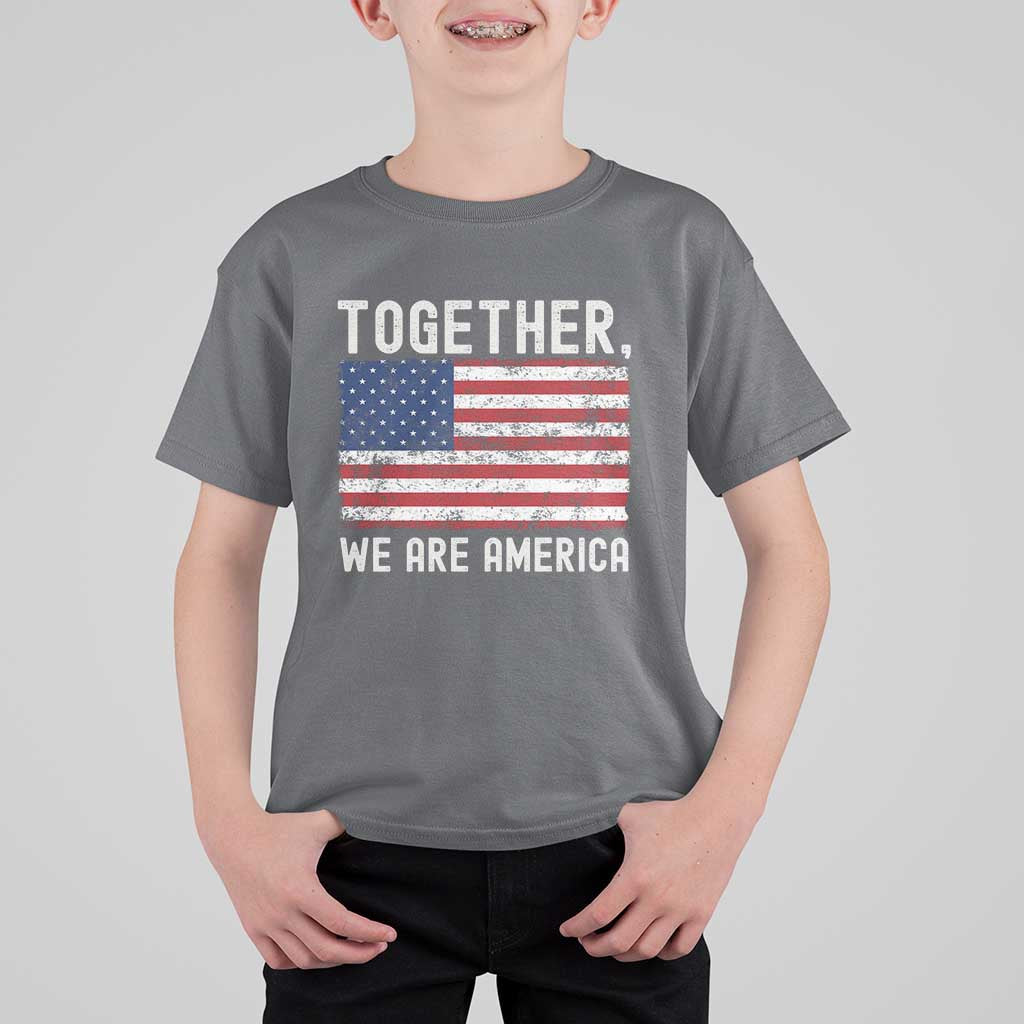 Together We Are America Vintage Football T Shirt For Kid Classic Patriotic Sports Bunny Inspirational Quote