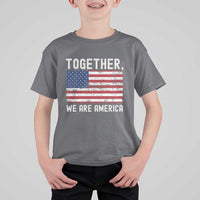 Together We Are America Vintage Football T Shirt For Kid Classic Patriotic Sports Bunny Inspirational Quote