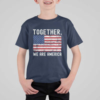 Together We Are America Vintage Football T Shirt For Kid Classic Patriotic Sports Bunny Inspirational Quote