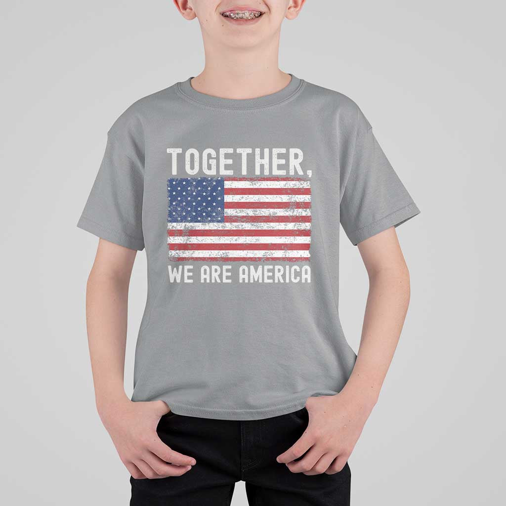 Together We Are America Vintage Football T Shirt For Kid Classic Patriotic Sports Bunny Inspirational Quote