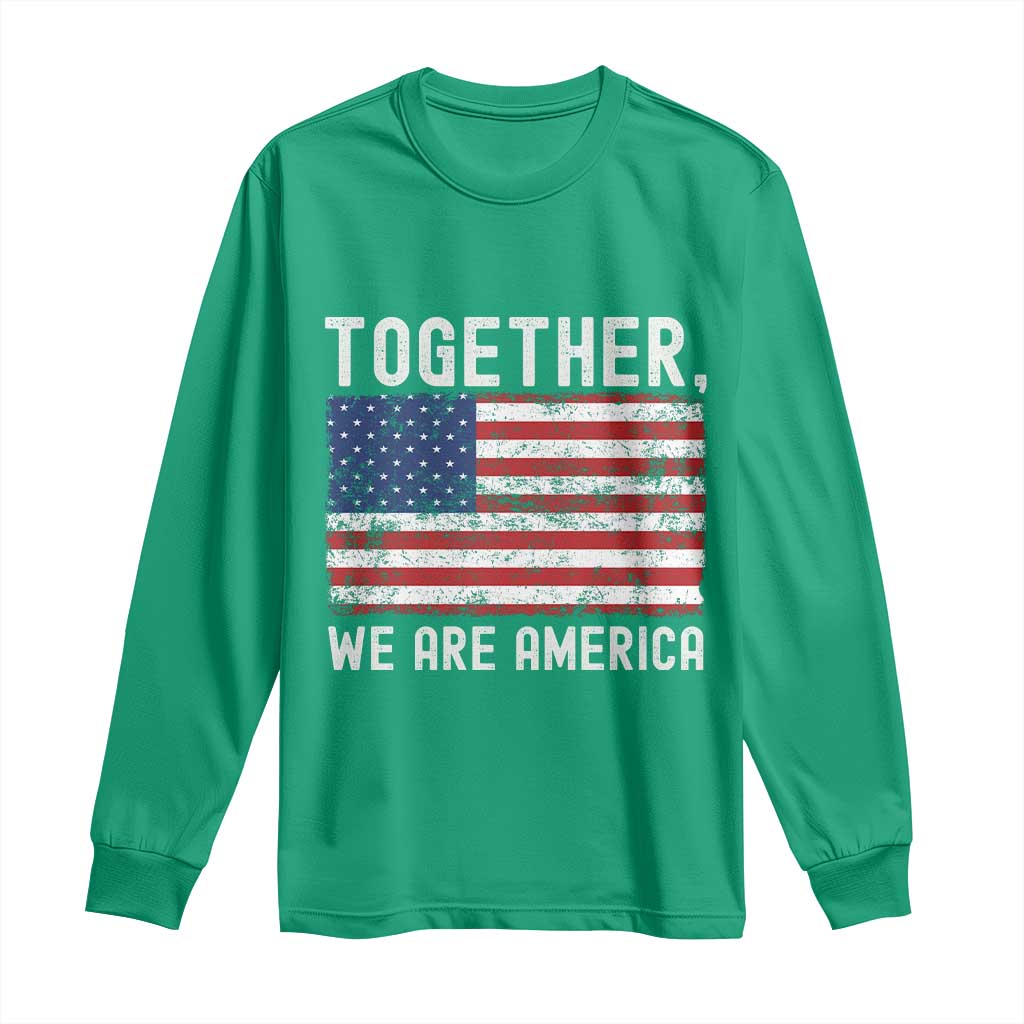 Together We Are America Vintage Football Long Sleeve Shirt Classic Patriotic Sports Bunny Inspirational Quote
