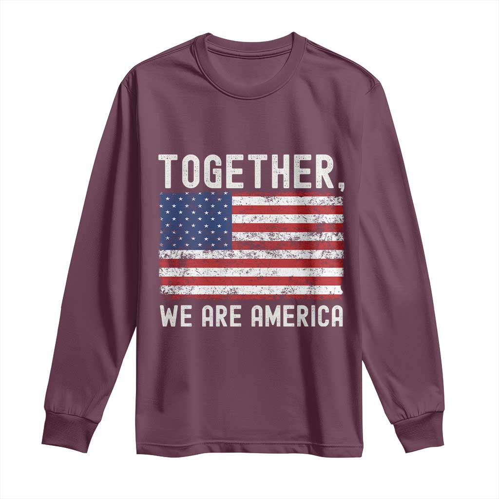 Together We Are America Vintage Football Long Sleeve Shirt Classic Patriotic Sports Bunny Inspirational Quote